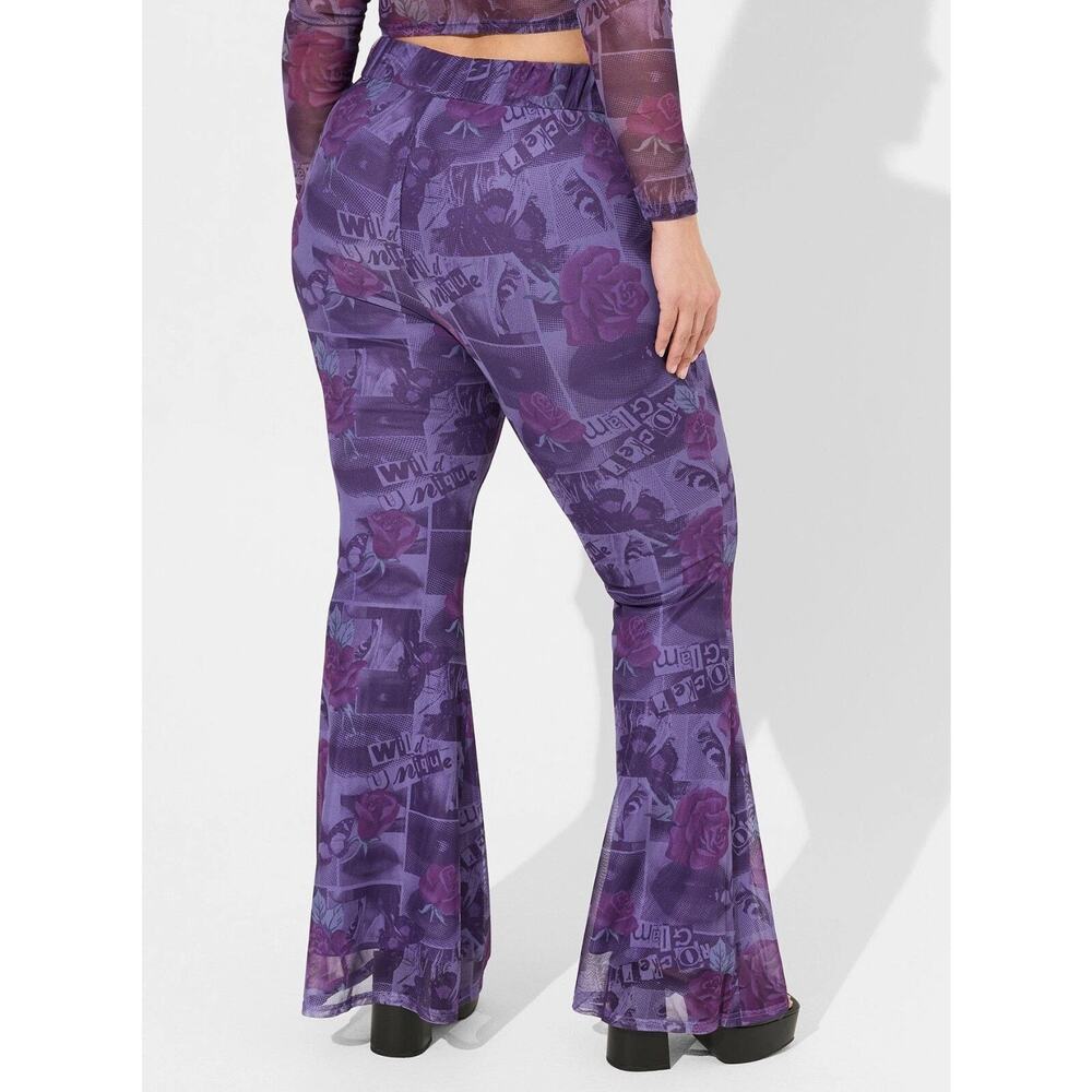 NWT Torrid Betsey Johnson Mesh Flare Pull-On Pants Purple Plus Size: 2X (18/20) - Picture 2 of 4